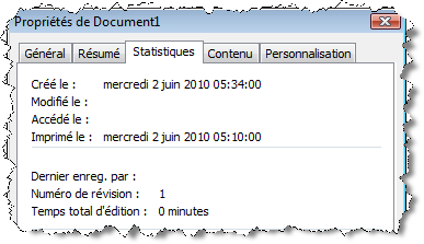 Métadonnées MS Office