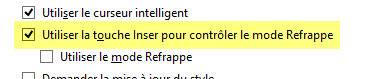 Utiliser la touche Insert - Mode refrappe